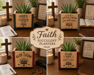 Handmade Faith Succulent Planters – $20 each or 2 for $35