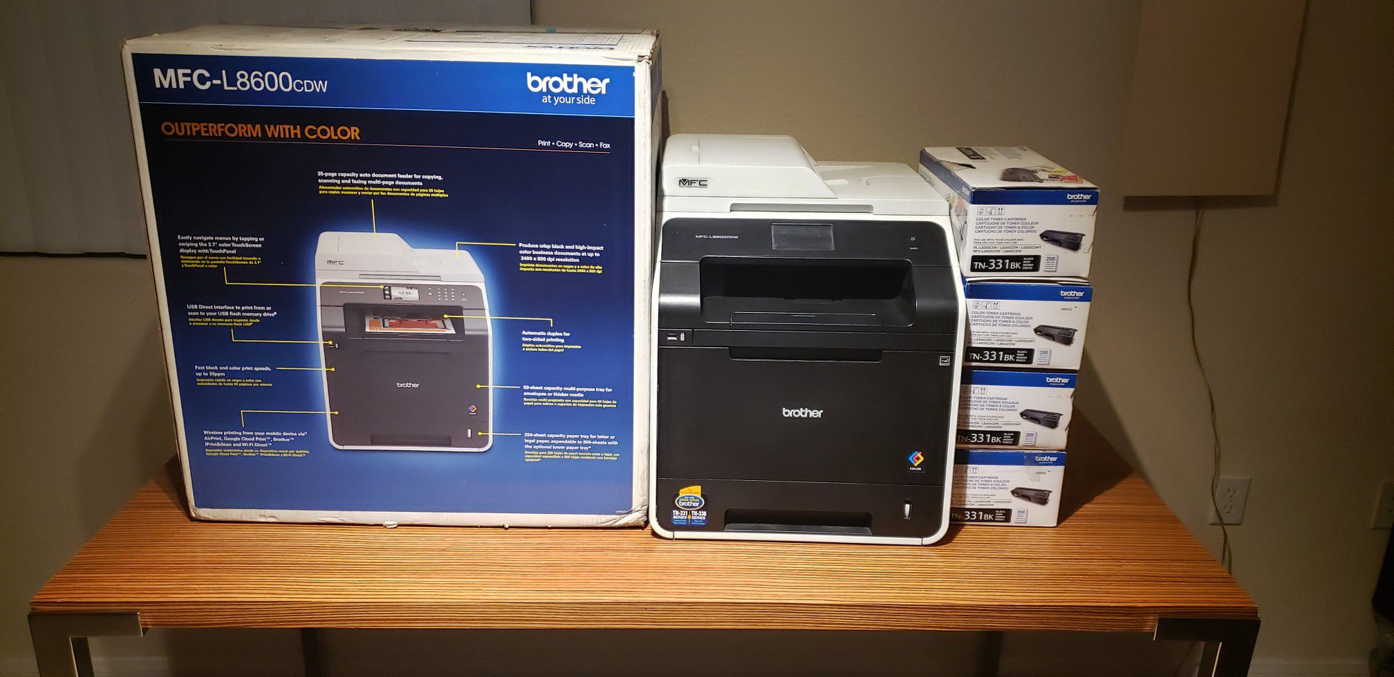 5 Black ink cartridges and Brother MFC-L8600cdw