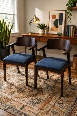 Mid Century Modern Wood Arm Chairs – Pair