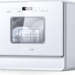Countertop Dishwasher Complete 2-Level Rack, Portable Dishwashers with 5L Built-in Water Tank, 3-Spray Arms & 12H Delay Start, No Hookup Needed, White