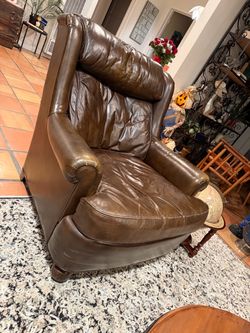 Brown Leather Wingback Armchair