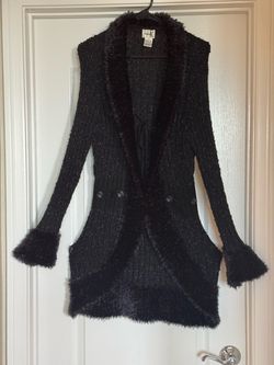 Shana K Black Fuzzy Knit Sweater