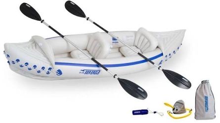 BRAND NEW IN BOX SEA EAGLE 370 INFLATABLE KAYAK PACKAGE 3-SEATER
