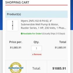 4" Submersible Pump And Motor  (Never Used)