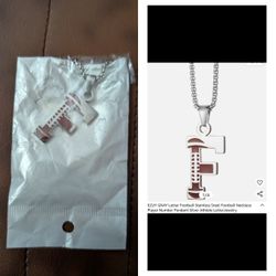 NEVER USED. Stainless Steel Chain & Football Pendant 