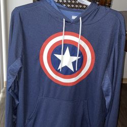 CafePress - Captain Marvel Long Sleeve T Shirt - Mens Hooded Shirt.   Size LG/ (42/44)