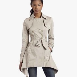 BCBGMAXAZRIA Women's Ophelia Ruffled-Back Trench Coat Size M