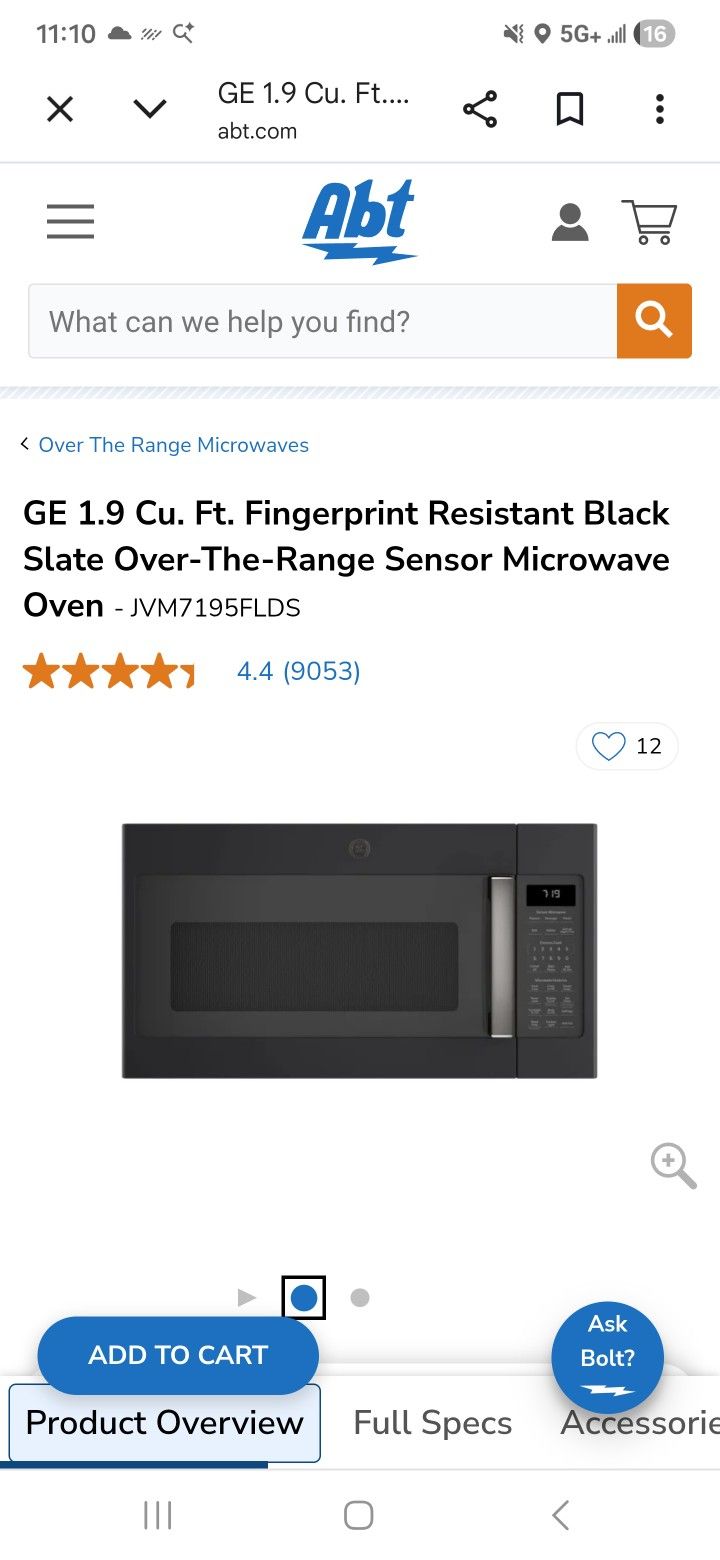Ge Over Range Microwave Oven