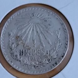 🇲🇽🇲🇽1943 Liberty Cap Mexican Antique Silver 1 Peso Coin 