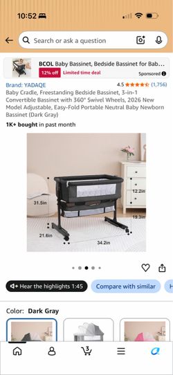 Bedside baby bassinet