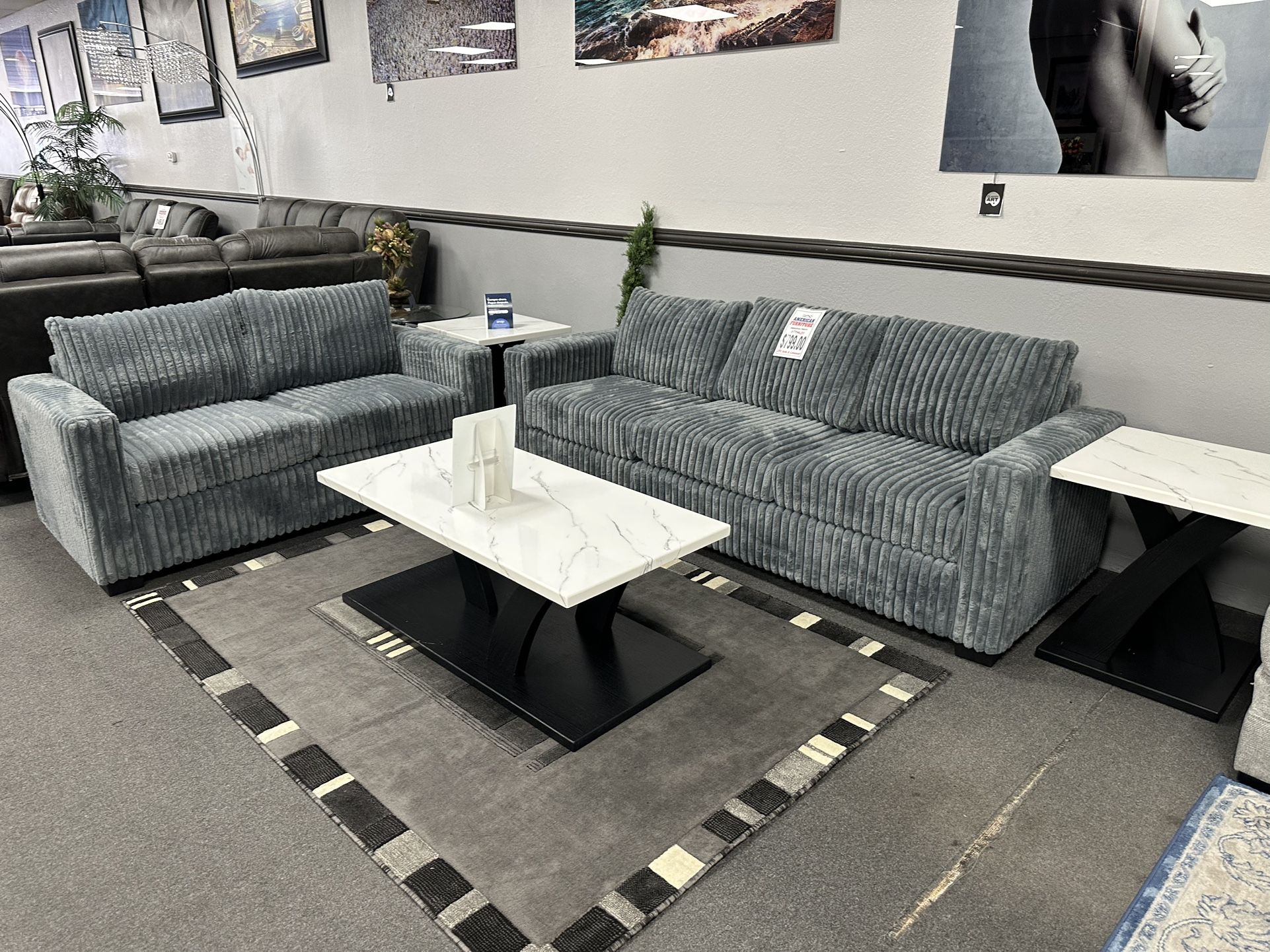 Gray Sofa & LoveSeat