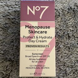 NEW NO.7 MENOPAUSE SKINCARE PROTECT & HYDRATE DAY CREAM $15!