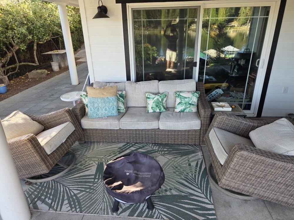 Beachcroft Beige Outdoor Sofa  With 2 Side Chairs