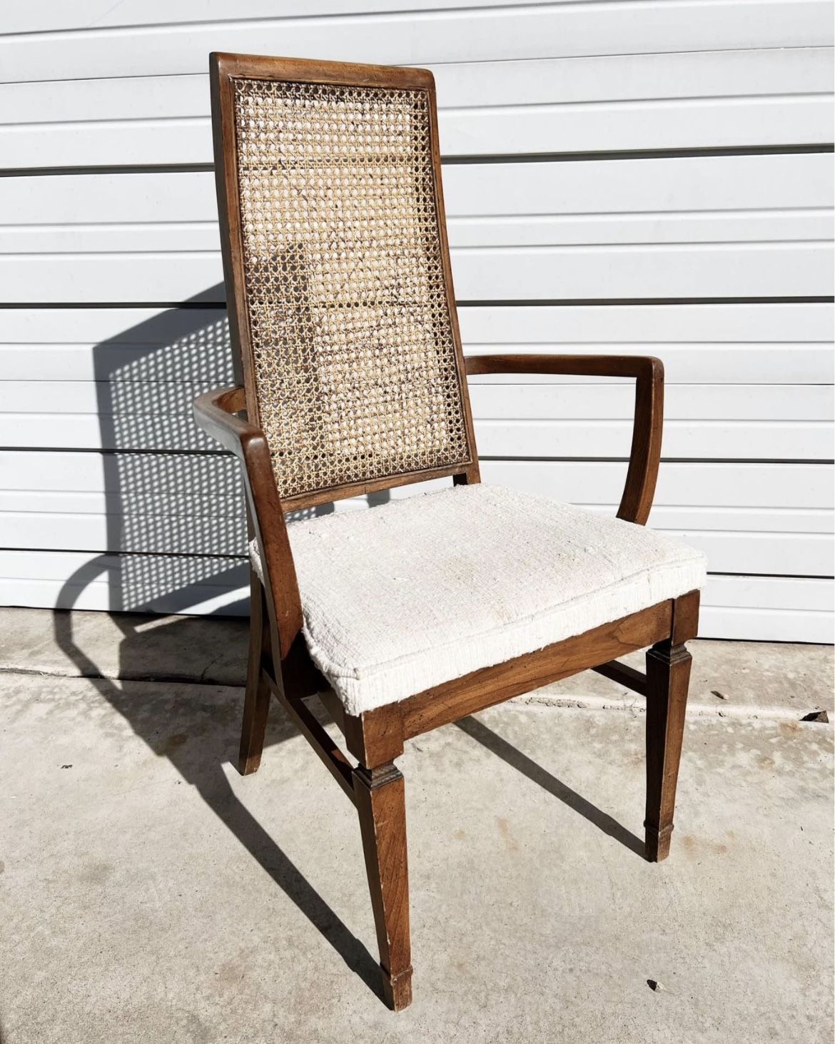 Boho Mid Century Cane Back Vintage Arm Chair
