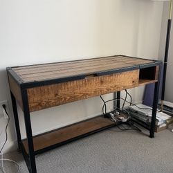 Ashley Wood Standing Desk With USB Charger 