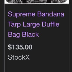 Supreme Black bandana Tarp Duffle Bag
