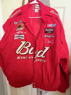 Vintage Dale Earnhardt Jr. NASCAR Budweiser Racing Jacket Chase Authentics Men's XXL - Red Pit Crew Bomber