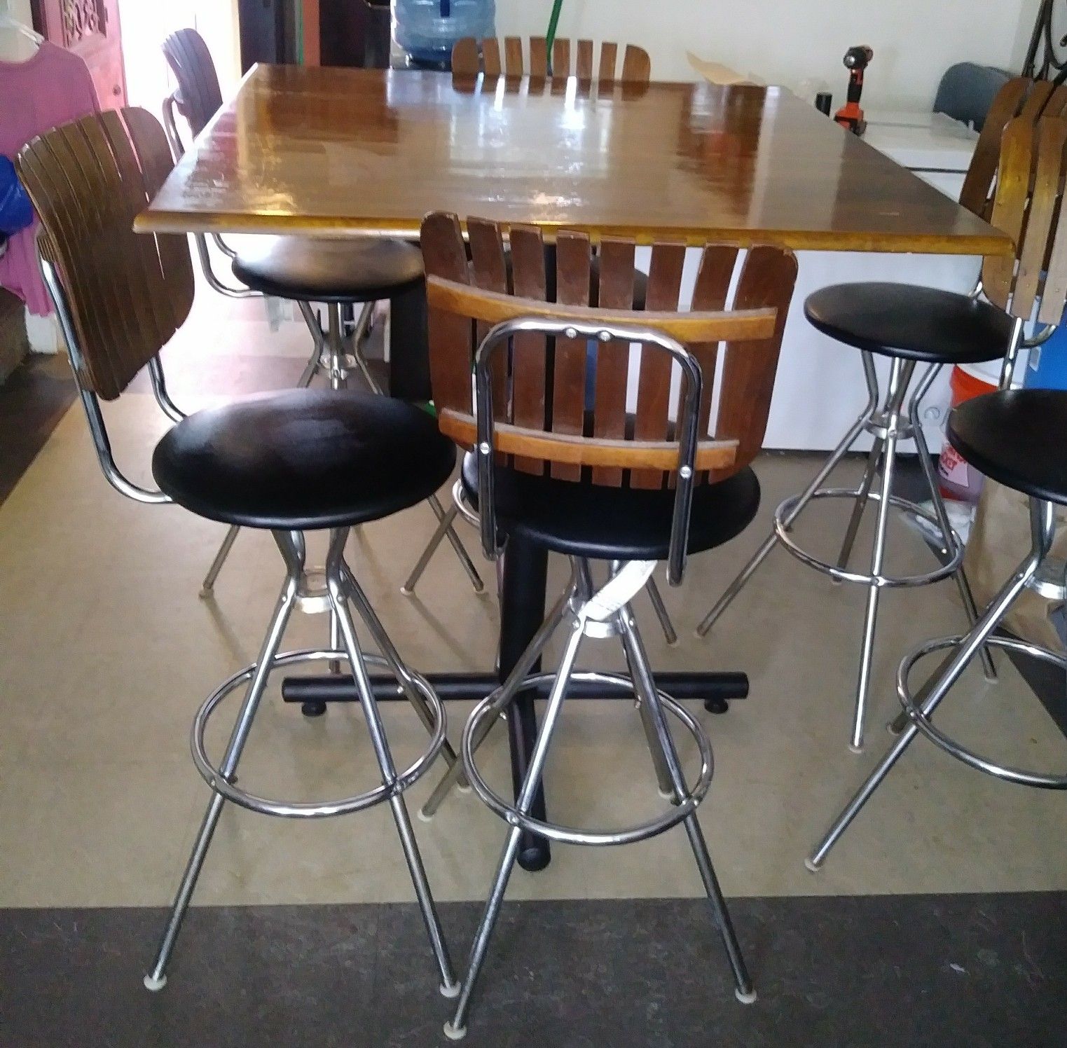 6 chair pub height dining set