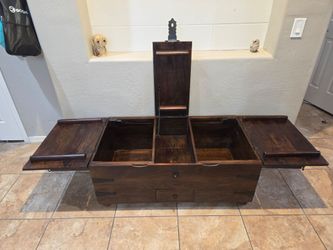 Crate & Barrel Taka solid wood coffee table / storage trunk