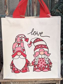 Valentine's Day Gnome Couple Canvas Bag