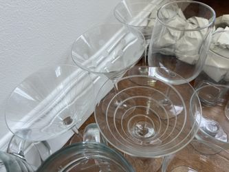 Vintage & Modern Glassware Lot Martini, Cocktail, Wine & Bar Glasses 30+ Pieces