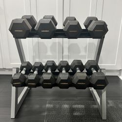 Weider 200 lb dumbbell kit with rack sale
