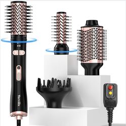 Terviiix 4-in-1 Hot Air Rotating Blow Dryer Brush Kit 1000W with Rotatable Round Brushes