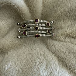 Amethyst Gems Sterling Silver Cuff Bracelet