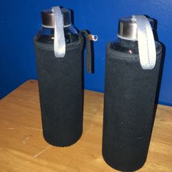 Glass Bottle With Neoprene Sleeve And Strap