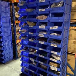Plastic Stackable Bins - 7 1⁄2 x 4 x 3", Blue