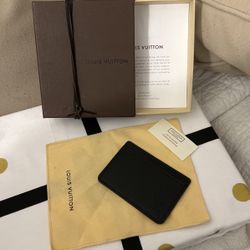 Louis Vuitton Black Leather Card Wallet Monogram LV 