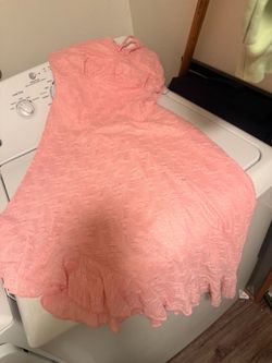 Pink Lace Strapless Mini Dress