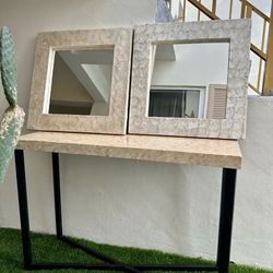Pier1 Import console and two mirrors mothers of pearl