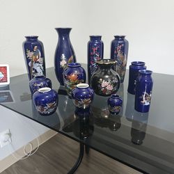 Japanese Cobalt blue vases