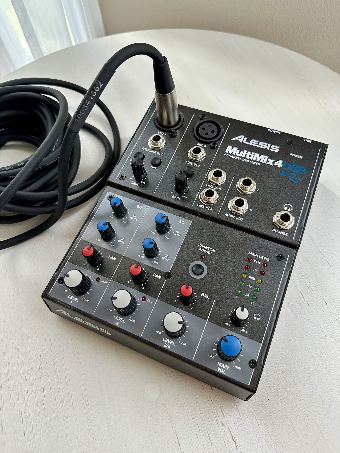 Alesis MultiMix 4 USB Mixer with XLR Cables (1 Long + 1 Short Bonus)
