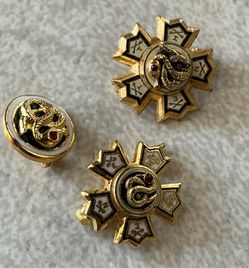 3 Vintage Mini Sigma Nu Fraternity Pins Gold Fraternity Badge Snake -gem Eye