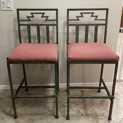 2 Wrought Iron Bar Stools