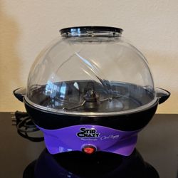RARE Vintage West Bend Stir Crazy 6 Quart Popcorn Machine Chris Freytag - Model 82310CFP Purple