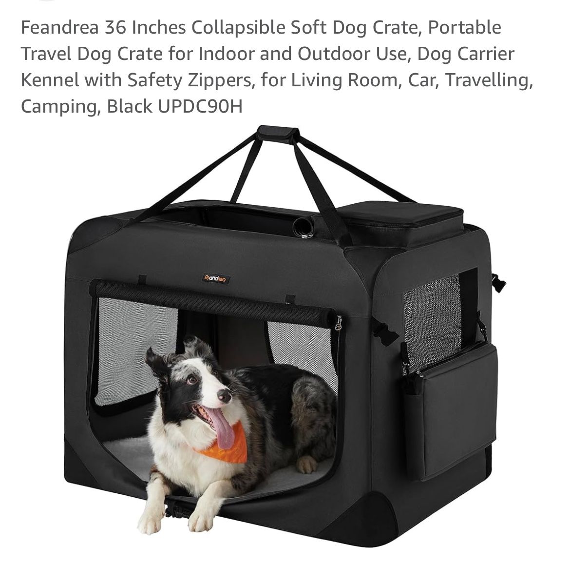 36 Inches Collapsible Soft Dog Crate, Portable Travel Dog Crate for Indoor and Outdoor Use, Dog Carrier Kennel with Safety Zippers