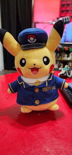 Official Pikachu Conductor Plush Tokyo Station Pokemon Center Japan Doll Soft