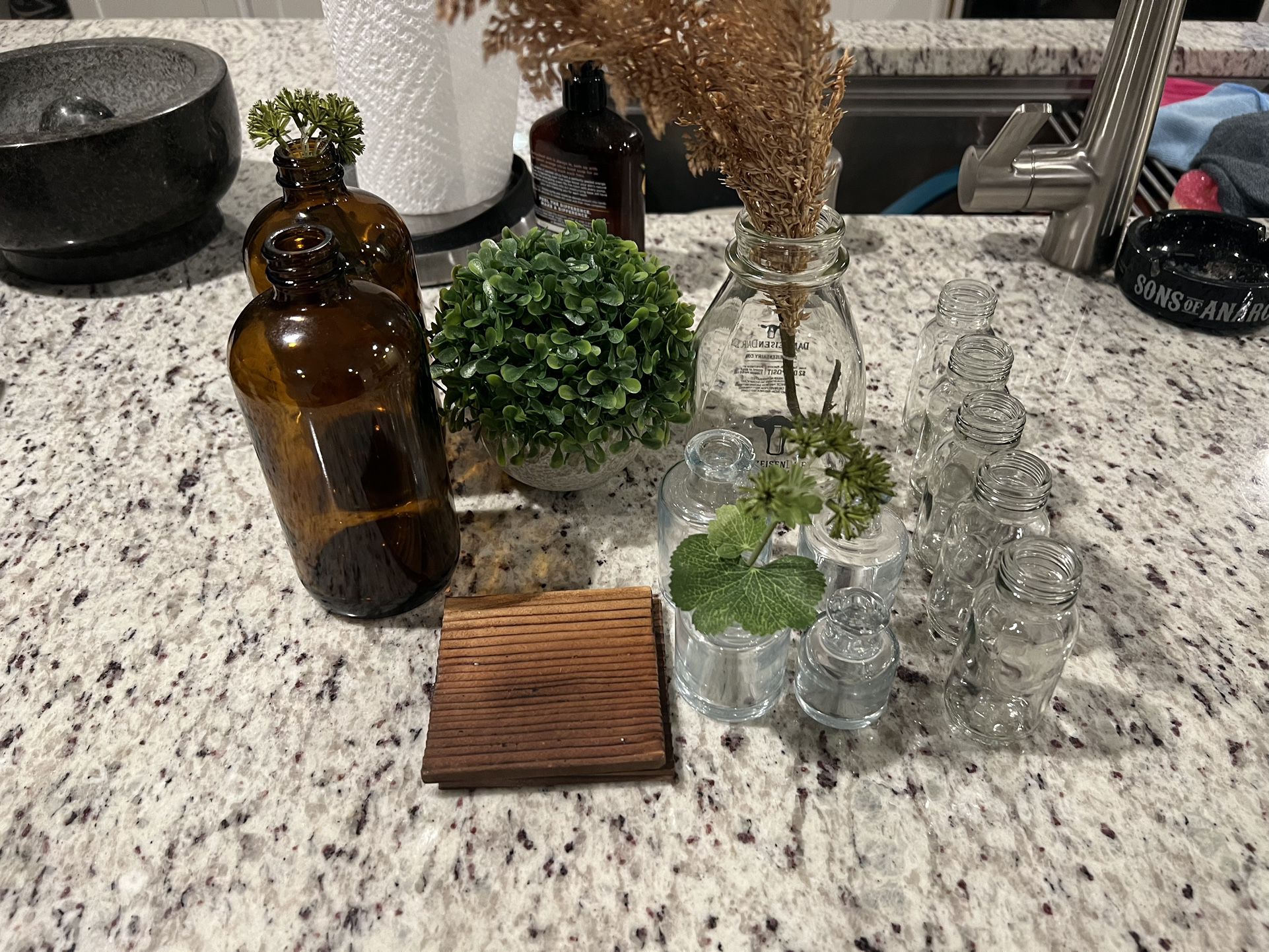 Set Of 15 Decorative Glass And Plants