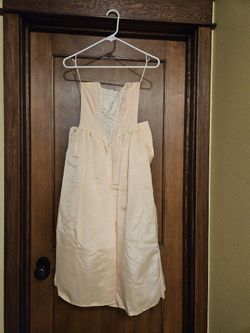 Vintage Blush Pink Satin Party Dress with Lace Bodice & Bow Back
