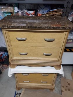 Two Wood Dresser with Marble Top