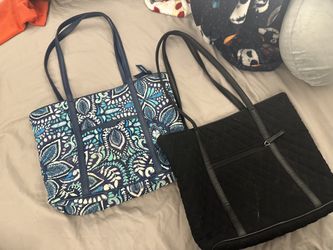 2 New Vera Bradley Black and Blue Island Medallion tote bag
