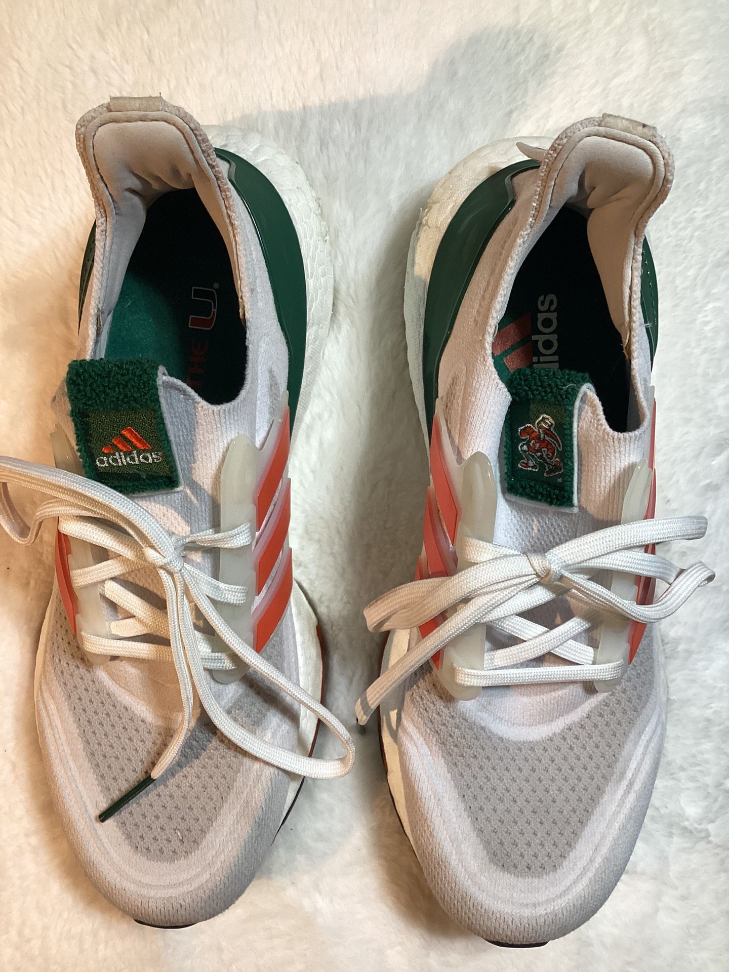 Adidas Ultraboost 21 Running Shoes NCAA Pack Miami Hurricane GX7966 - Men’s Size 7 1/2