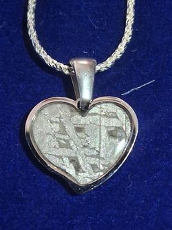 Heart Shaped Etched Aletai Meteorite Slice Pendant 2.3 g/1.4x1.6mm NO CHAIN