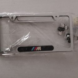 Bmw Back&Front License Plates Frames Silver Metal Authentic New