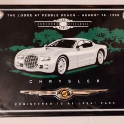 Rare Concours d'Elegance Chrysler Cronos license plate souvenir, porcelain, 1998