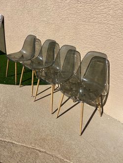 Set of 4 Smoked Acrylic Dining Chairs