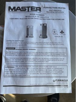 Master Convection propane Heater